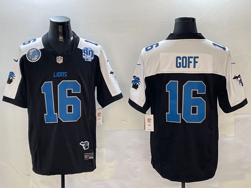 Men Detroit Lions #16 Goff Black Thanksgiving three generations 2024 Nike Limited NFL Jersey style 1->philadelphia eagles->NFL Jersey